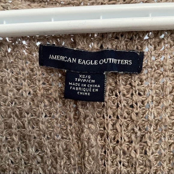 American Eagle Brown Waffle Boyfriend Cardigan - Picture 6 of 8
